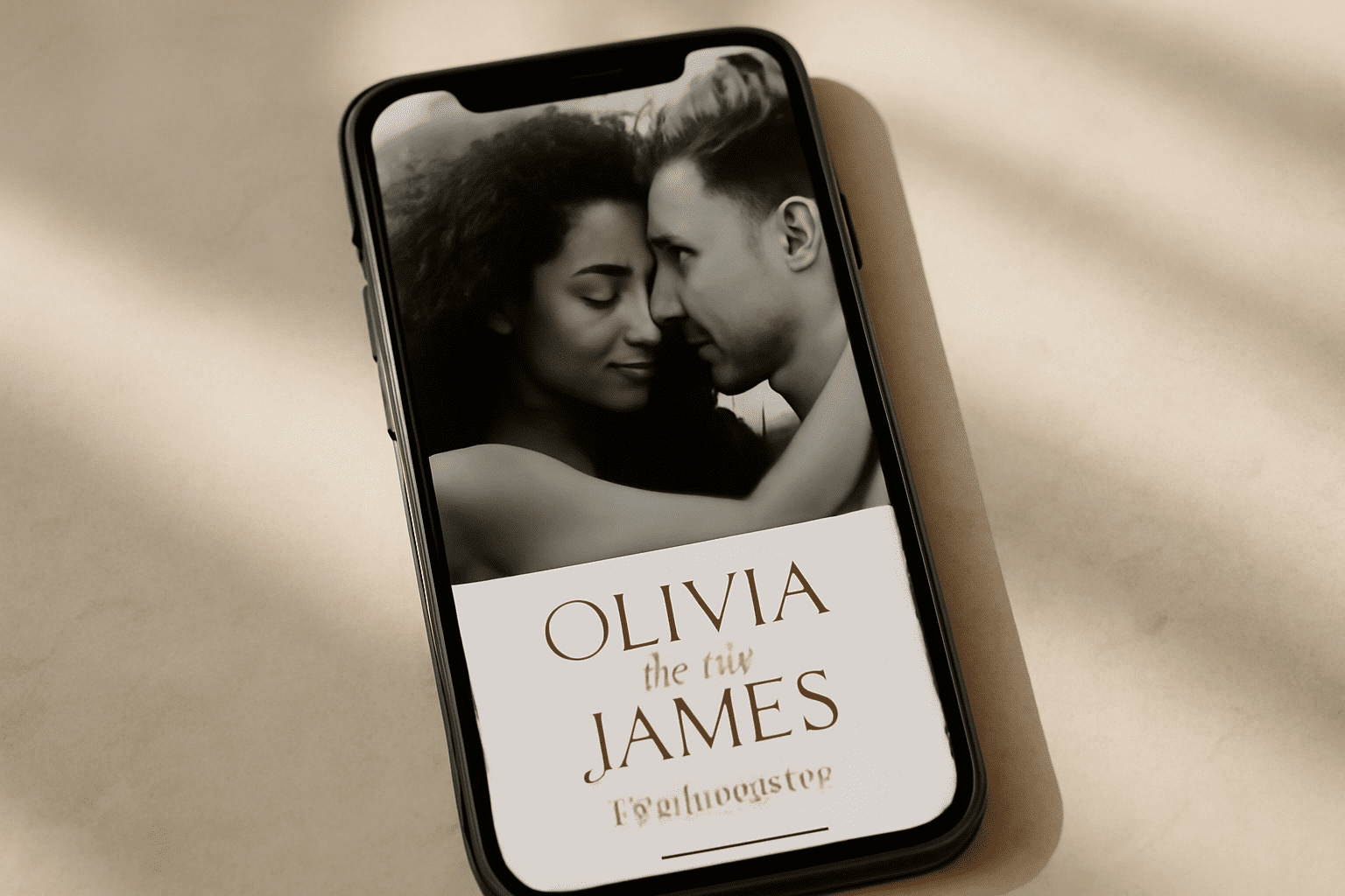 Un faire-part de mariage digital moderne, lumineux, avec des éléments graphiques évoquant l'amour et la personnalisation.