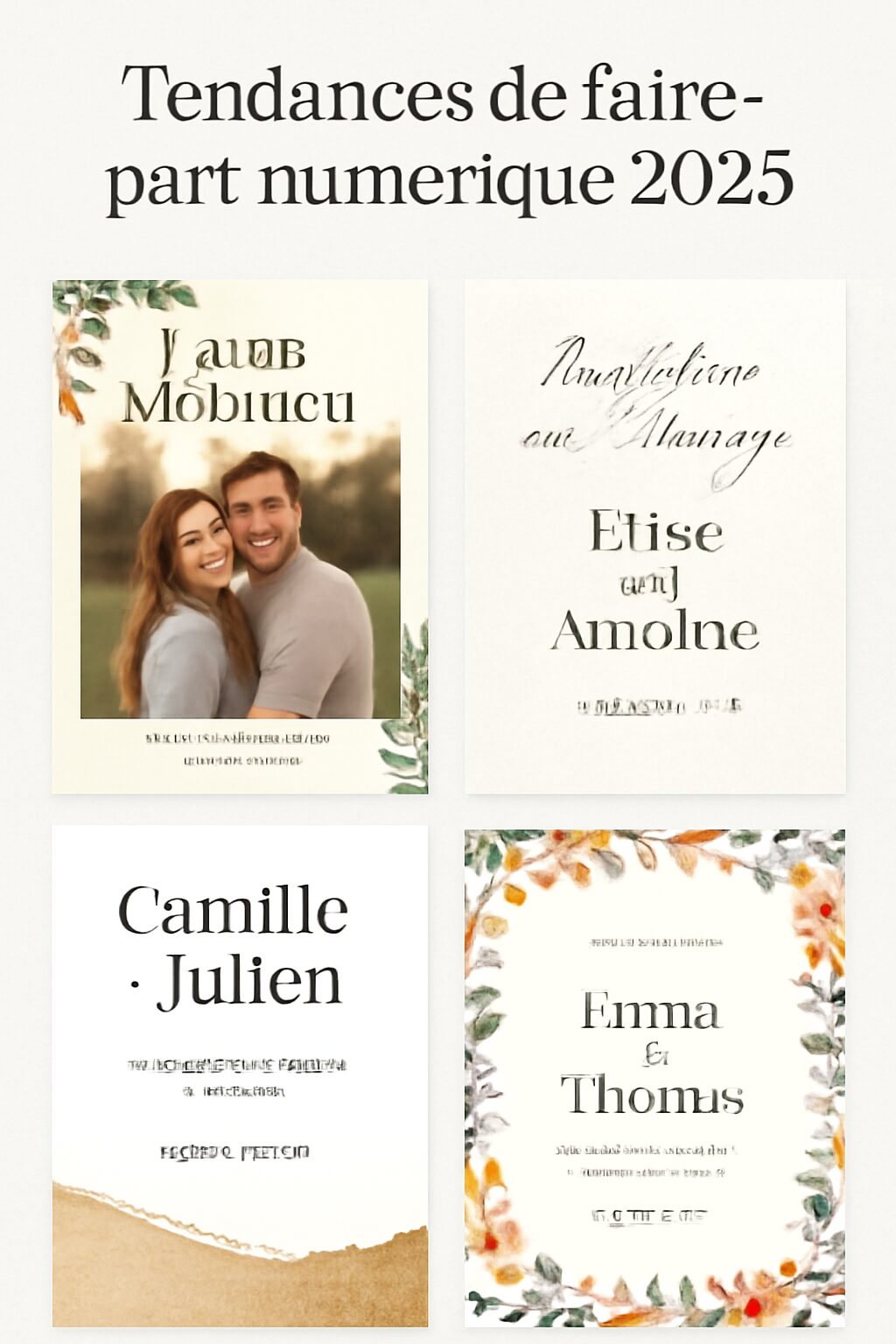 créez facilement votre faire-part digital sur-mesure et passez au numérique ! invitez vos proches avec un faire-part personnalisé, moderne et écoresponsable, conçu selon vos envies.